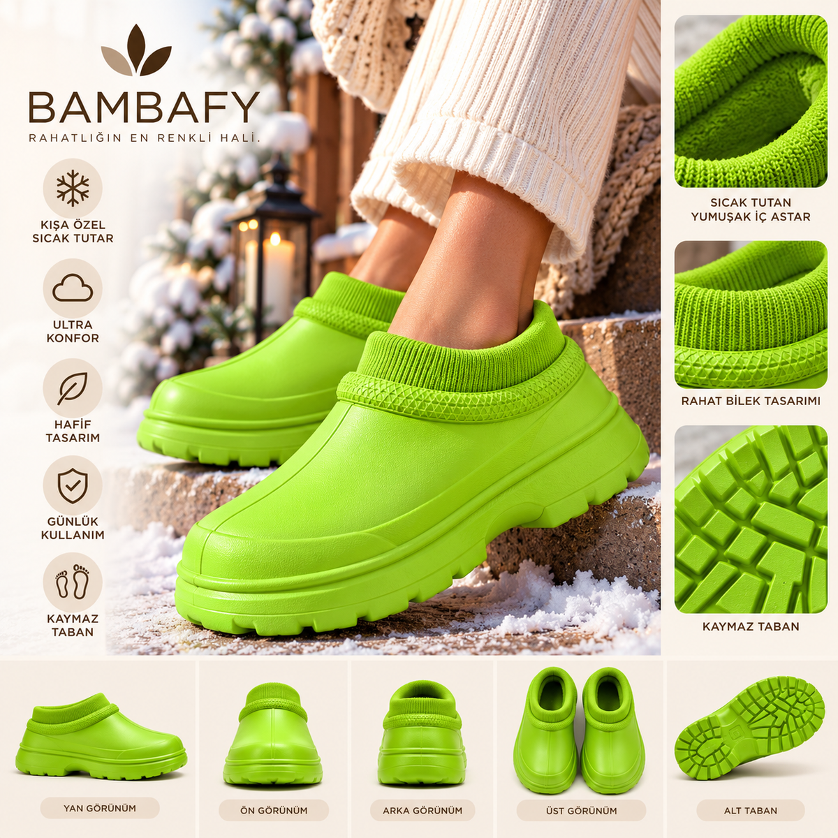 BAMBAFY™ | Kadın Kışlık Kalın Tabanlı, Bilek Detaylı Konfor Botu