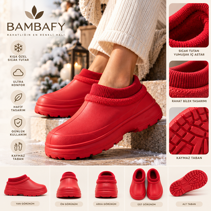 BAMBAFY™ | Kadın Kışlık Kalın Tabanlı, Bilek Detaylı Konfor Botu